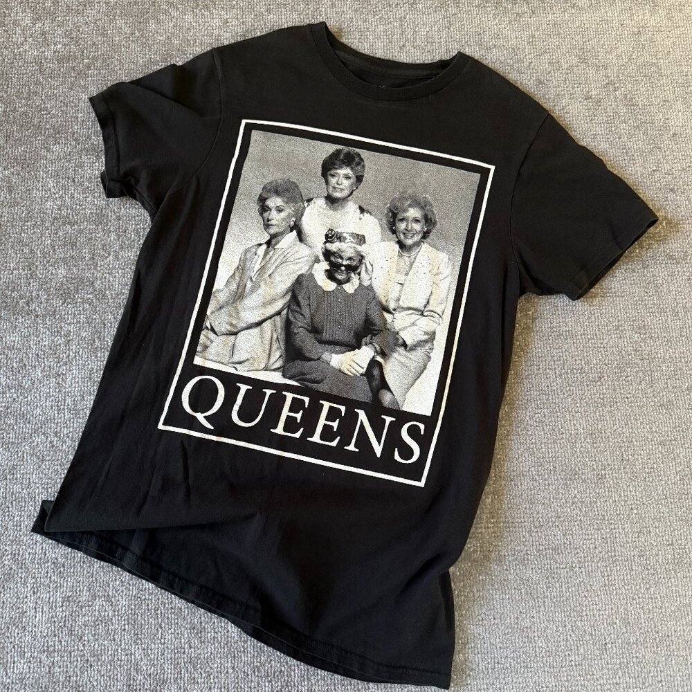 Golden Girls "QUEENS" Black Unisex T-Shirt Size Small ABC Studios, Betty White